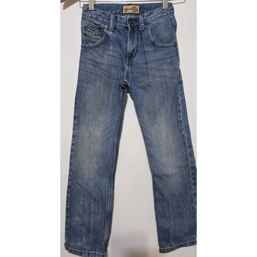 Wrangler 20X Straight Leg Boy Jean 10 Slim Denim Adjustable Waist Pants EUC
